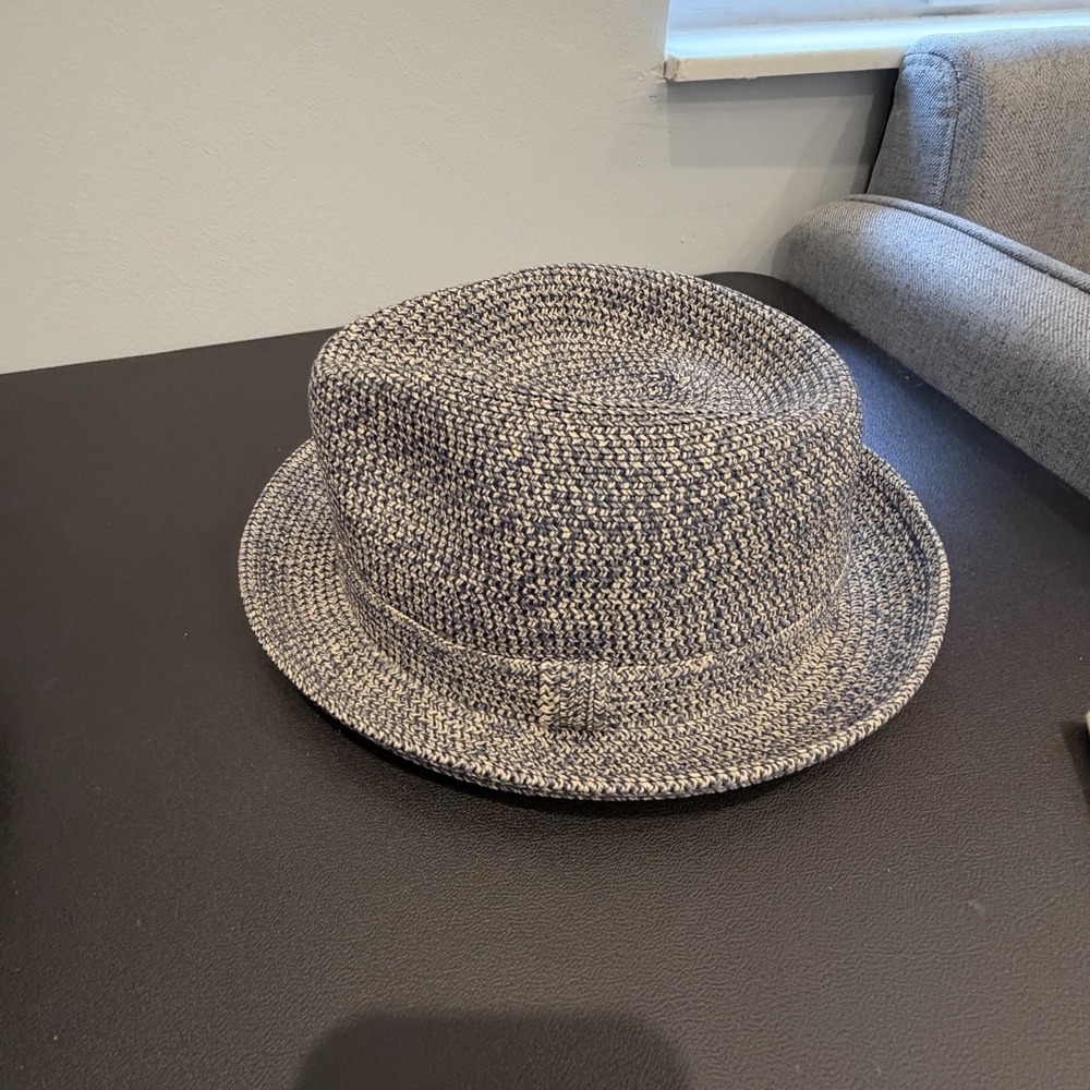 Country Gentleman Joey Fedora Hat Men's Large Navy Cream Braided Paper